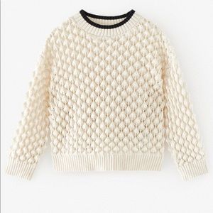 Zara Girl’s Contrasting Textured Weave Sweater